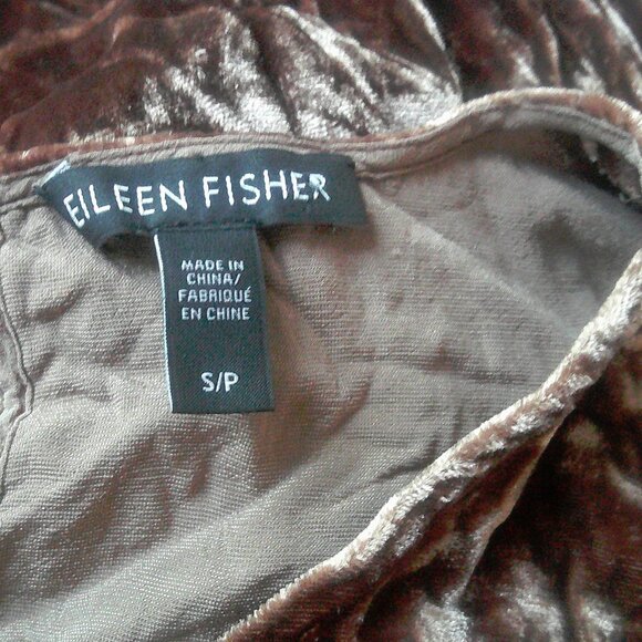 Eileen Fisher Brown Crushed Velvet Tee Top S P - Picture 8 of 10